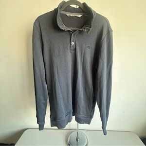 Travis Mathew Mens Size L Gray 1/4 Button Up Long Sleeve Pullover Sweatshirt